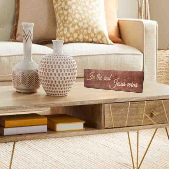 IN THE END JESUS WINS desktop / tabletop sign - Picture 2 of 5